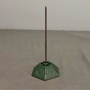 Antique Cast Iron Green Receipt/Bill Spike/Holder 6.25”